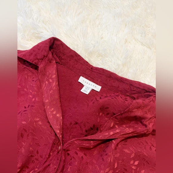 Topshop Bell sleeves Crop Jacquard Blouse - Picture 2 of 6